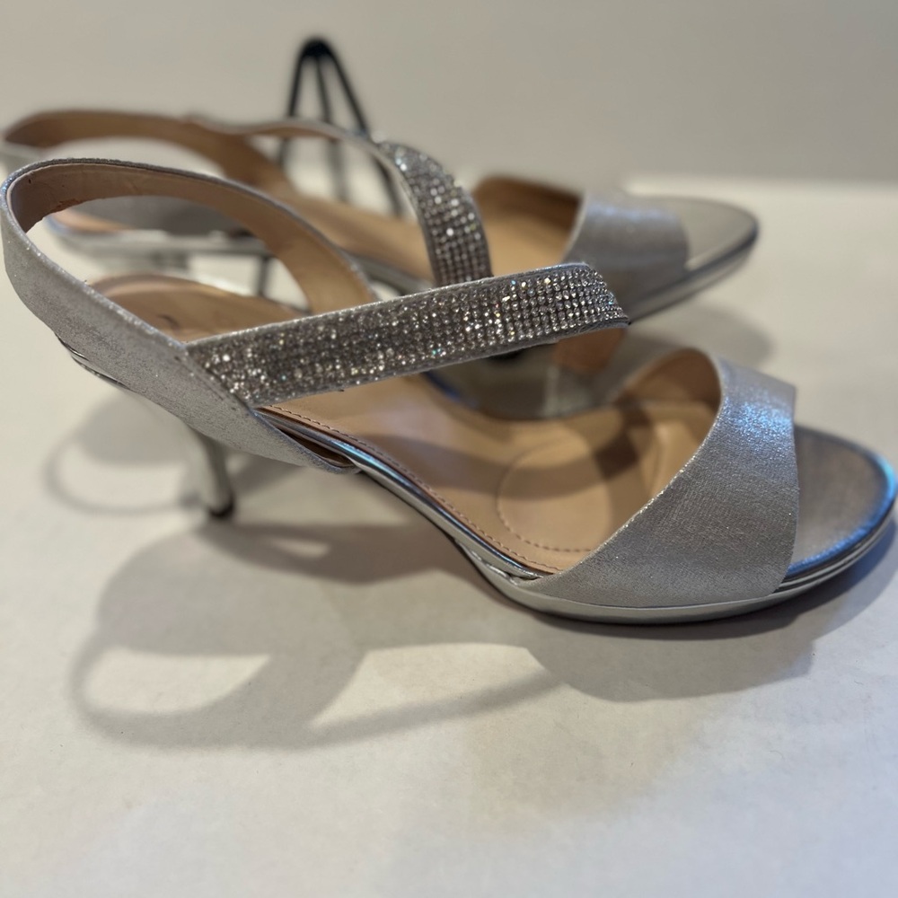 Naya Touch of Nina Woman’s Silver Heels Rhinestone/Crystal Embellished Strap - Picture 2 of 13
